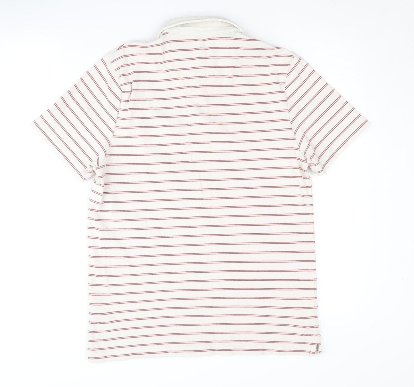 Farah Men's White Striped Polo Shirt - Size S