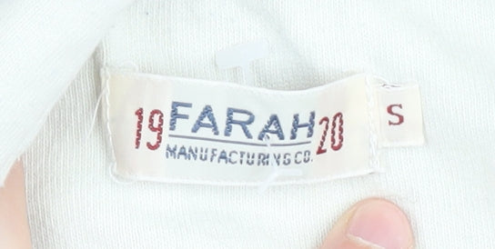 Farah Men's White Striped Polo Shirt - Size S