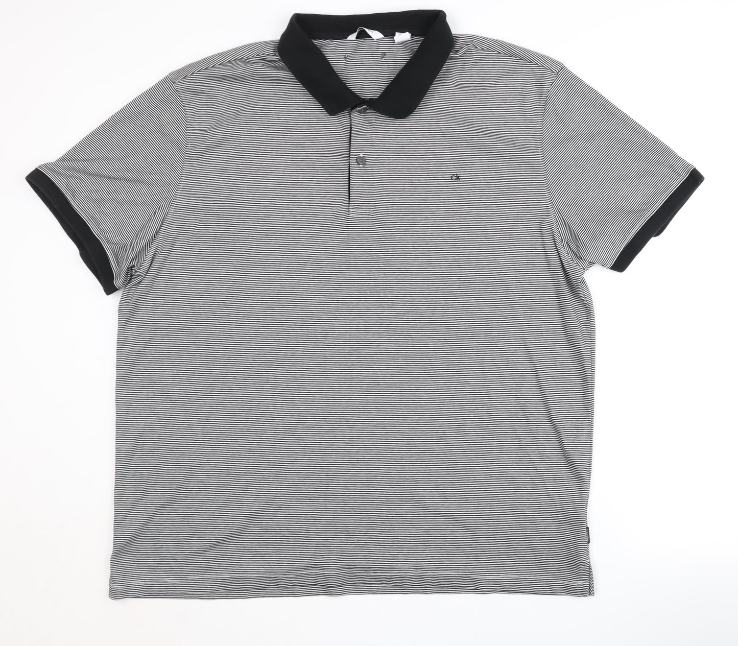Calvin Klein Men's Black Striped 2XL Polo Shirt