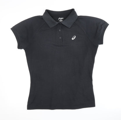 Womens UK Size M ASICS Black Basic Polo