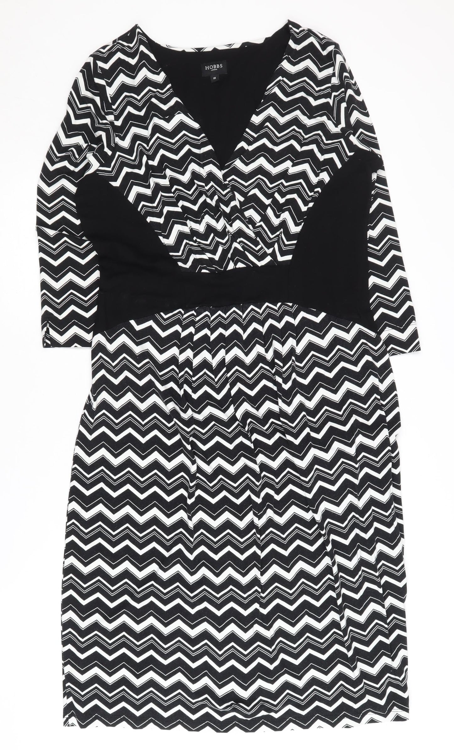Hobbs Women's Black Chevron Dress Size 14