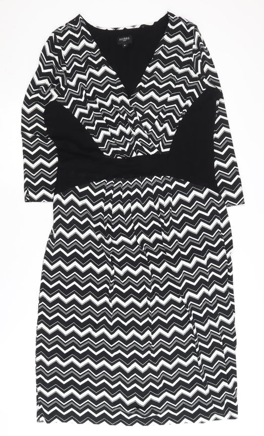 Hobbs Women's Black Chevron Dress Size 14