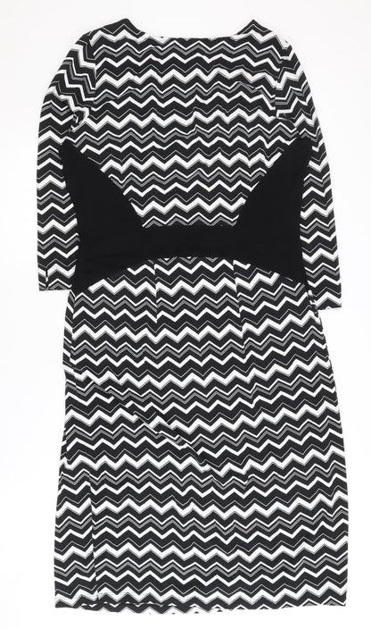Hobbs Women's Black Chevron Dress Size 14
