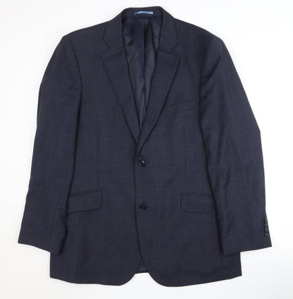 Austin Reed Men's Blue Check Blazer 44R Wool Jacket