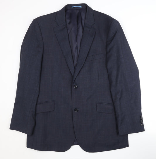 Austin Reed Men's Blue Check Blazer 44R Wool Jacket