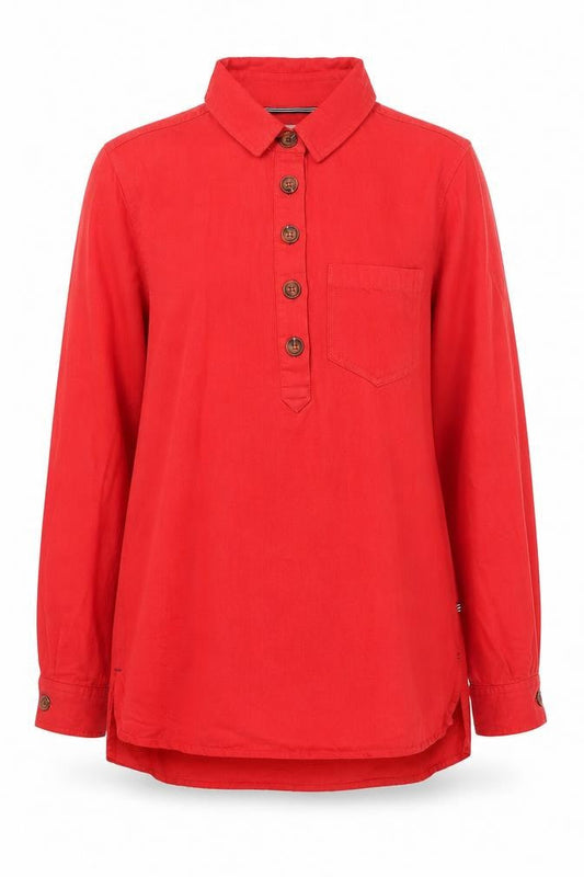 Womens UK Size 6 Joules Red Basic Button-Up