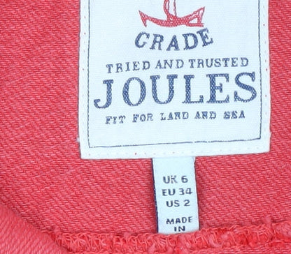 Womens UK Size 6 Joules Red Basic Button-Up