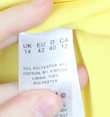 Jacques Vert Women's Yellow Short Sleeve Blazer UK 14