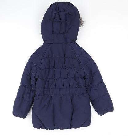 Joules Girls Blue Puffer Jacket, Hooded Coat 3 Years