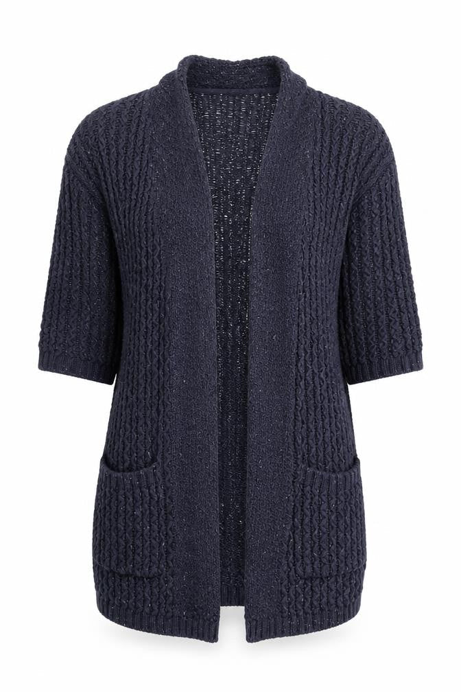 FatFace Women's Blue Cable-Knit Open Front Cardigan Size 10
