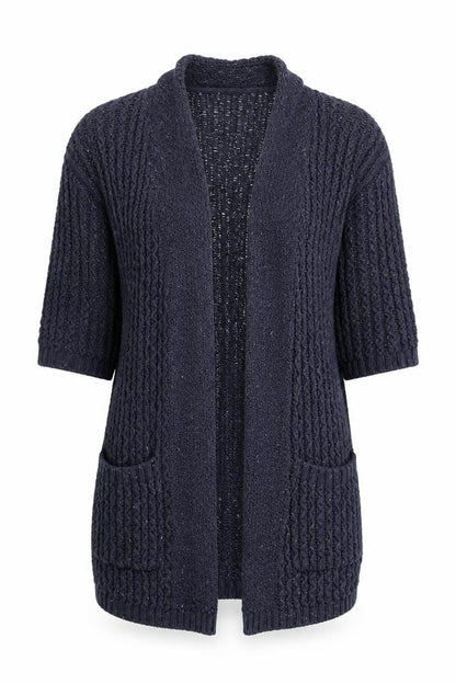 FatFace Women's Blue Cable-Knit Open Front Cardigan Size 10