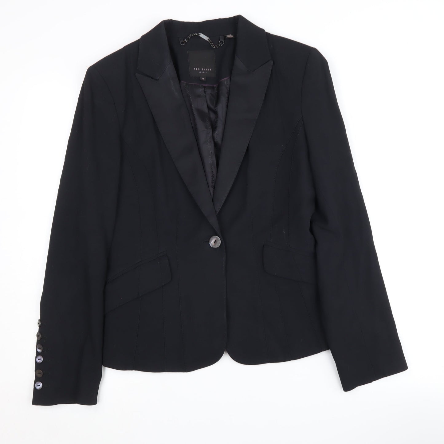 Ted Baker Women's Black Blazer M Slim One-Button