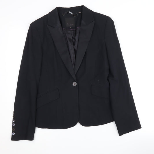 Ted Baker Women's Black Blazer M Slim One-Button