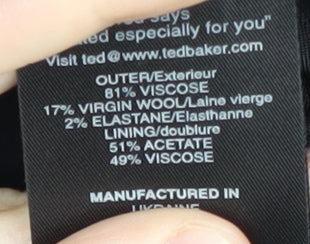 Ted Baker Women's Black Blazer M Slim One-Button