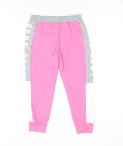 DKNY Girls Pink Jogger Trousers, Size 5, Elastic Waist