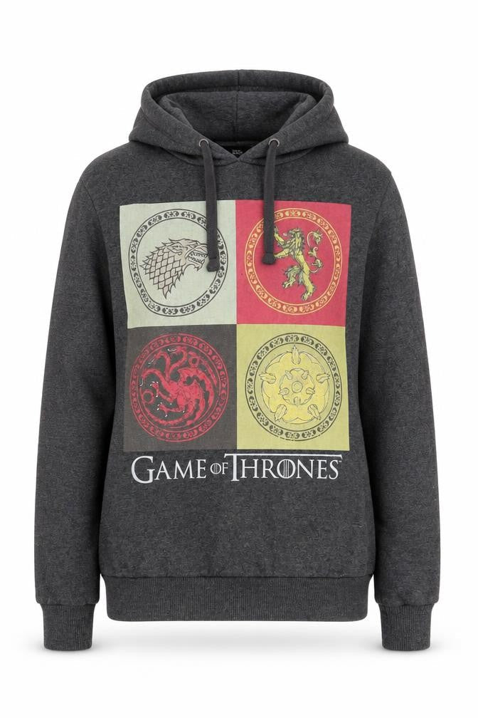 Front view of Game of Thrones Grey unisex hoodie -, size 8