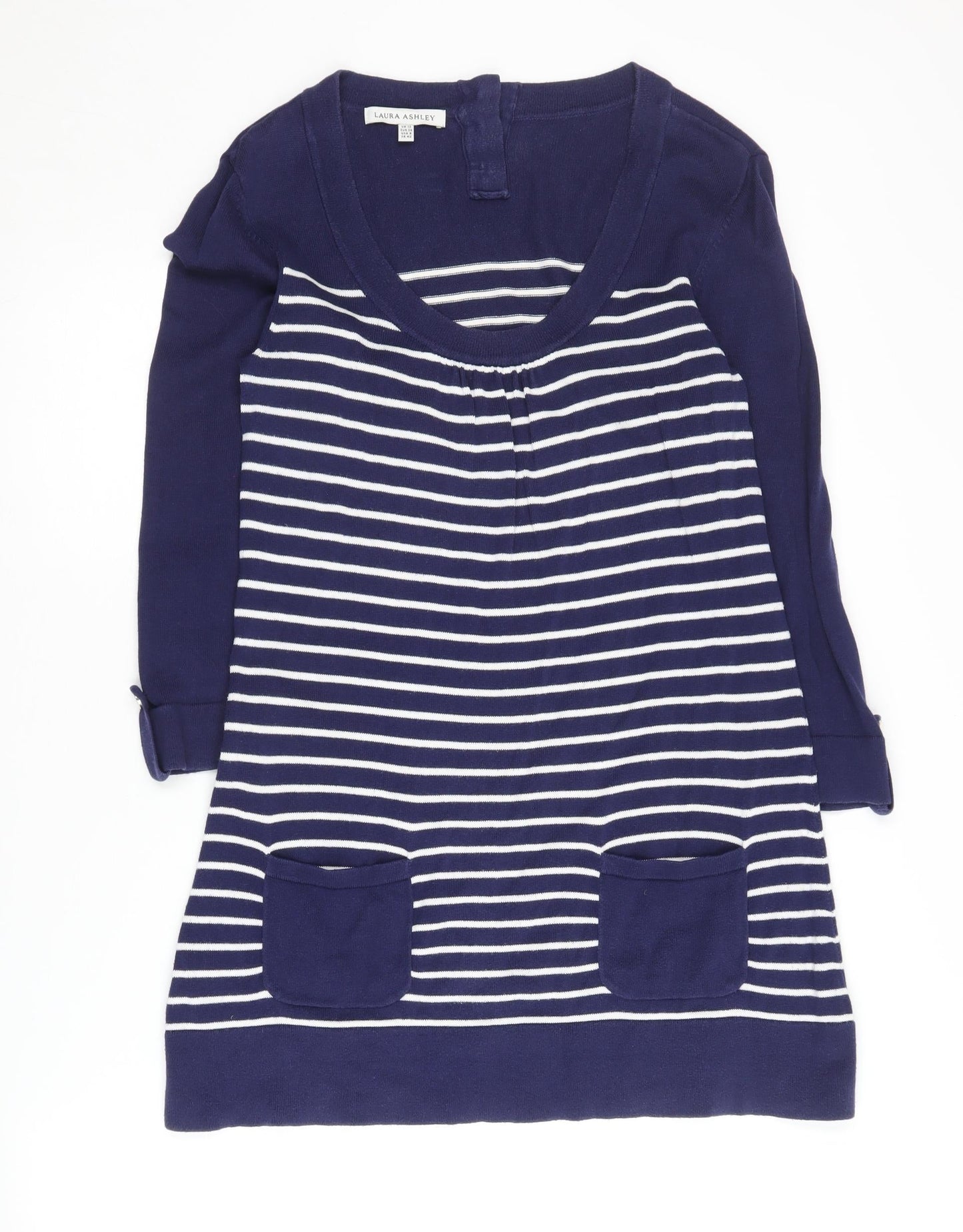 Laura Ashley Women's Blue Striped Tunic Jumper UK 12