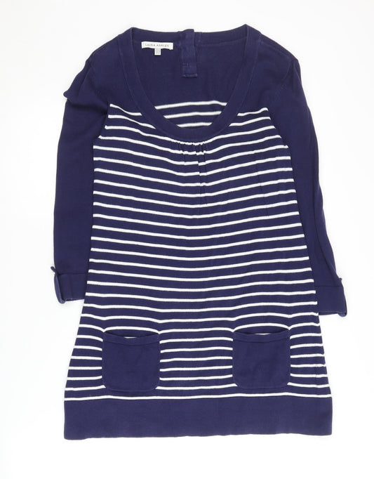 Laura Ashley Women's Blue Striped Tunic Jumper UK 12