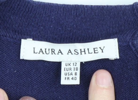 Laura Ashley Women's Blue Striped Tunic Jumper UK 12
