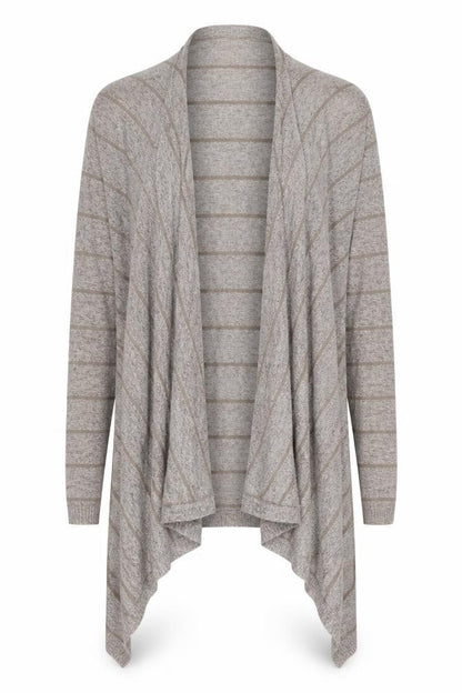 FatFace Women's Grey Striped Open Front Cardigan Size 6