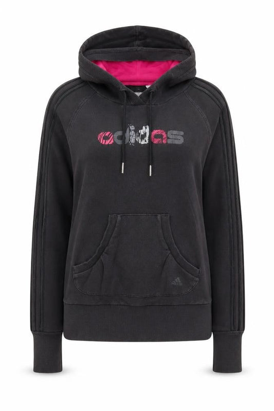 Front view of Adidas Women's Black Pullover Hoodie, size 10