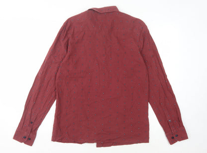 Weekend Offender Men's Red Geometric Cotton Shirt M