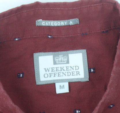 Weekend Offender Men's Red Geometric Cotton Shirt M