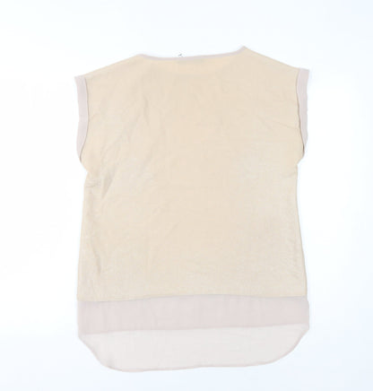 Womens UK Size 6 Oasis Beige Basic Blouse