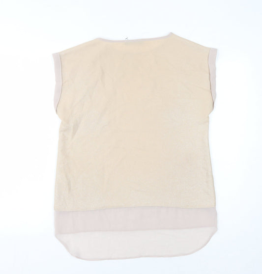 Womens UK Size 6 Oasis Beige Basic Blouse
