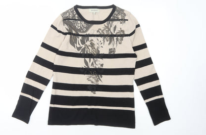 Bassini Women's Black Striped Pullover Jumper Size S