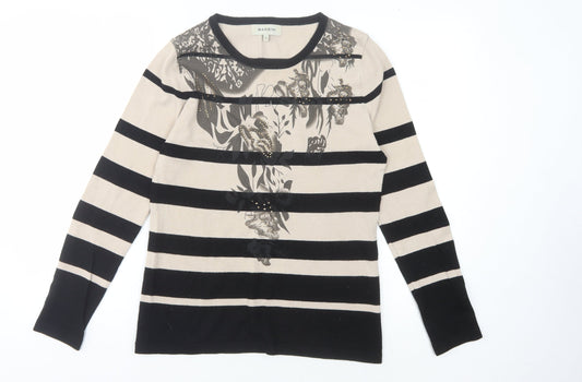 Bassini Women's Black Striped Pullover Jumper Size S