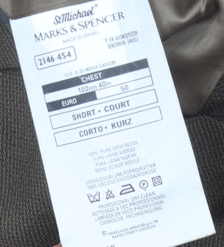 Mens UK Size 40 Marks and Spencer Regular Brown Suit Jacket