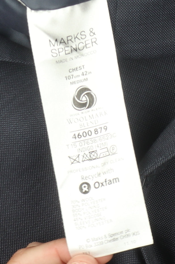 Marks & Spencer Men's Blue Suit Jacket, 42, Classic Fit