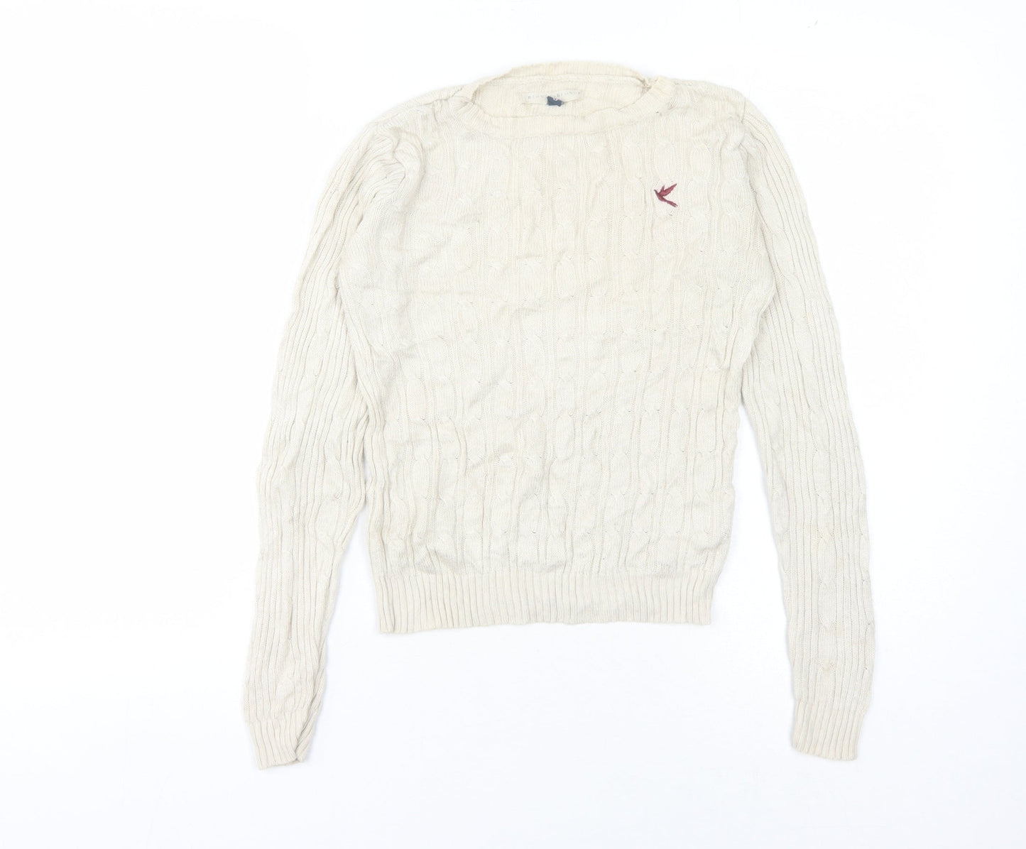 BLONDE BLONDE Women's Beige Cable-Knit Jumper Size 8