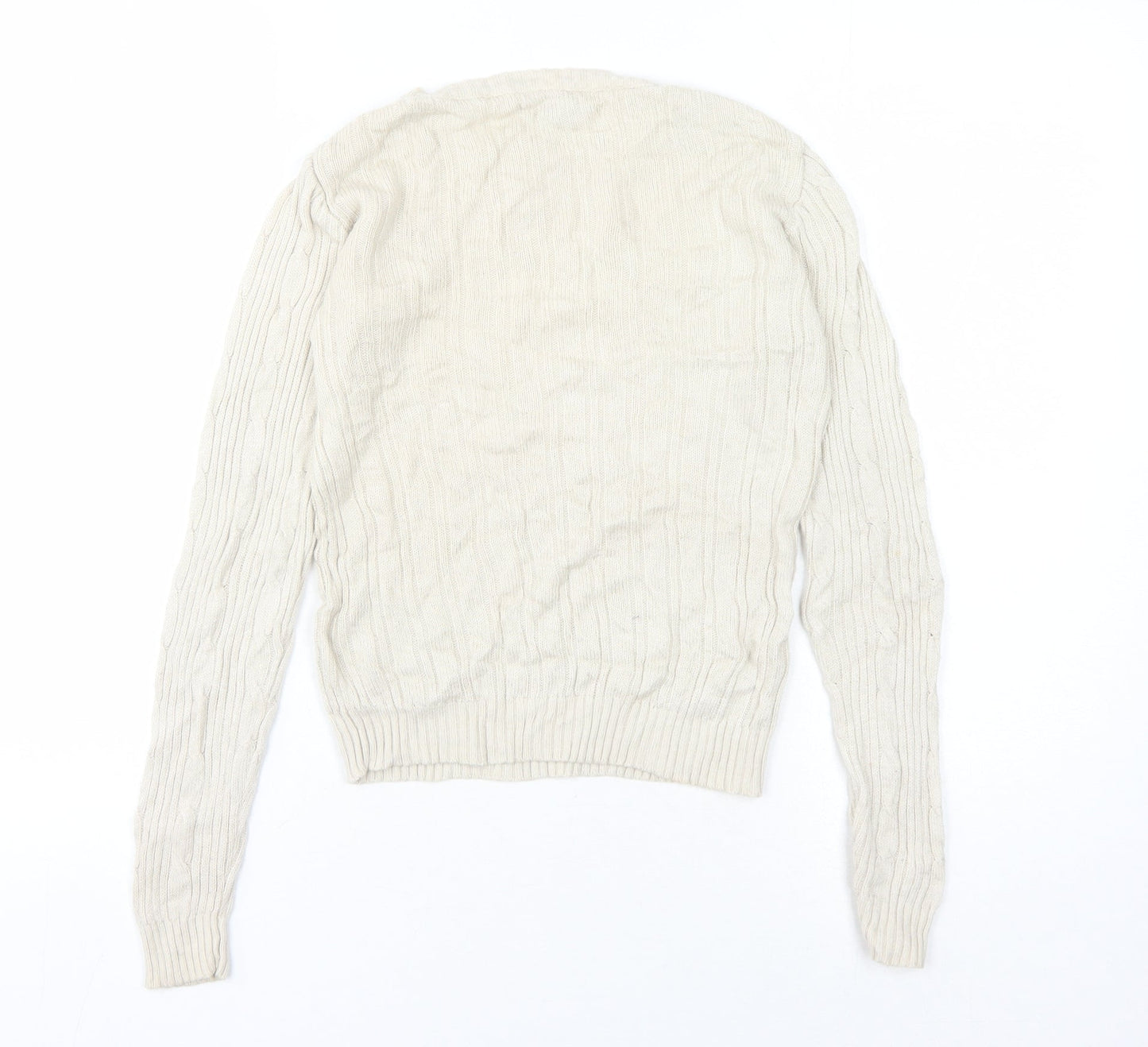 BLONDE BLONDE Women's Beige Cable-Knit Jumper Size 8