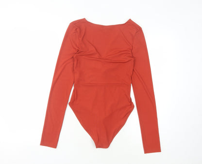 Topshop Women's Red Long Sleeve Bodysuit, Size 12