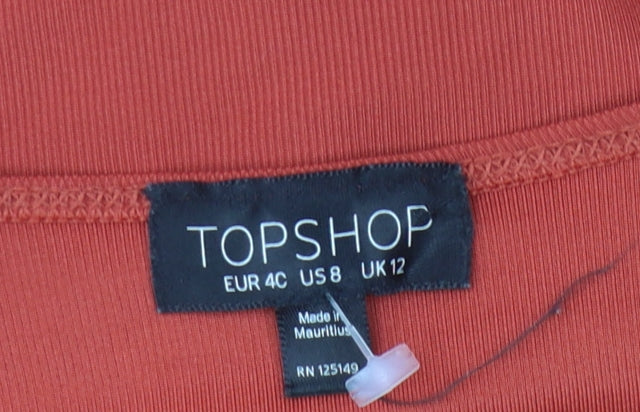 Topshop Women's Red Long Sleeve Bodysuit, Size 12