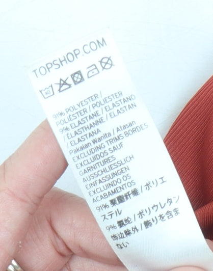 Topshop Women's Red Long Sleeve Bodysuit, Size 12