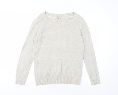 Womens UK Size 10 Fat Face Beige Pullover Jumper