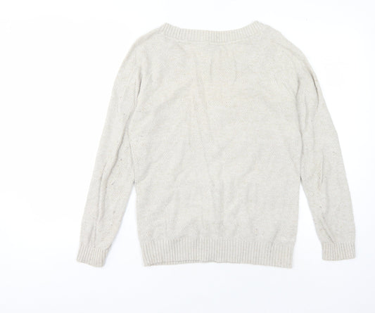Womens UK Size 10 Fat Face Beige Pullover Jumper