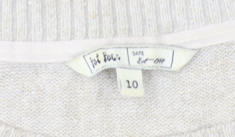 Womens UK Size 10 Fat Face Beige Pullover Jumper