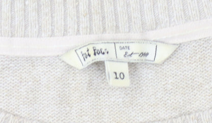 Womens UK Size 10 Fat Face Beige Pullover Jumper