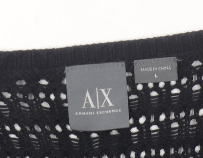 Armani Exchange Women's Black V-Neck Pullover Jumper L