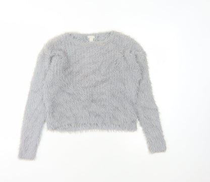 Pull Women's Grey Chunky-Knit Pullover M