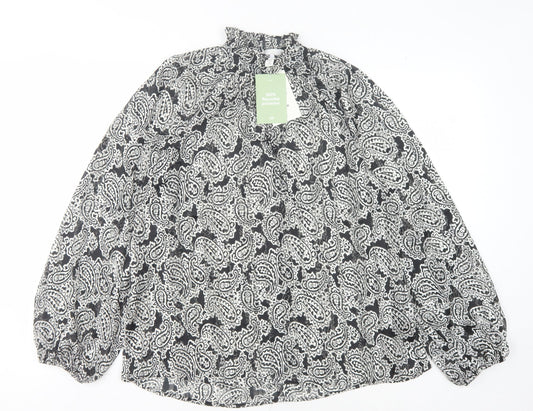 Womens UK Size XS H&M Black Basic Blouse