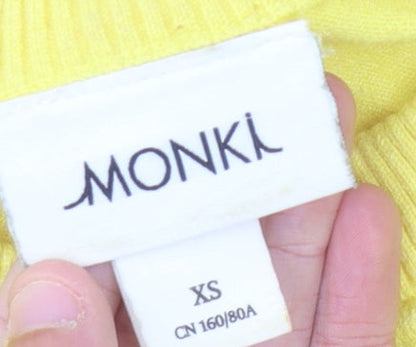 Womens UK Size XS Monki Yellow Pullover Jumper