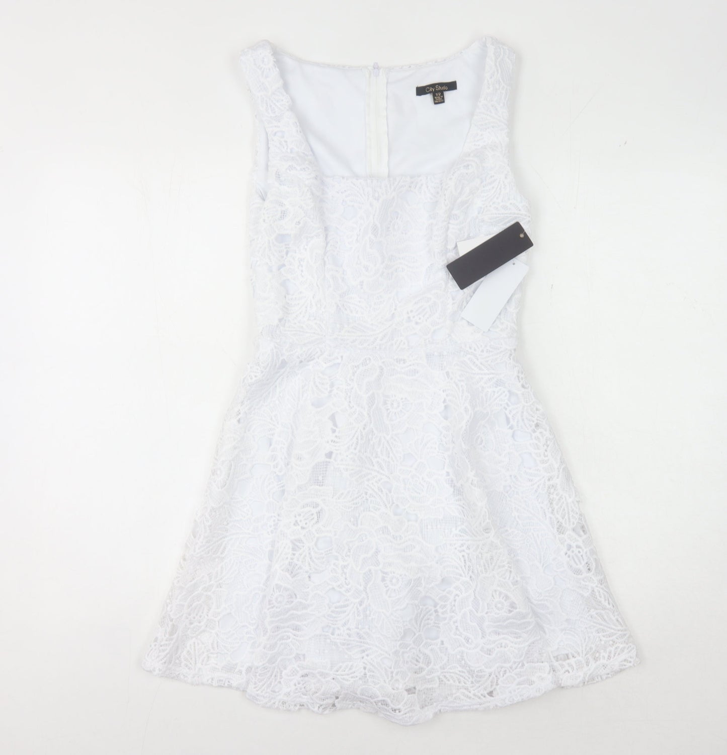 City Studio Women's White A-Line Lace Dress Size S