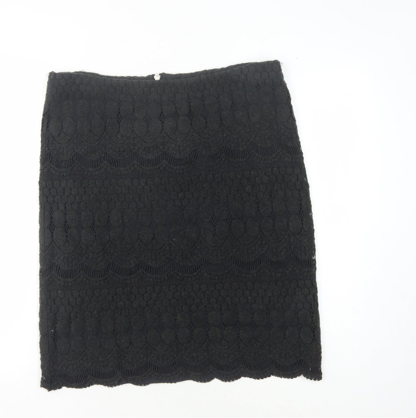 Phase Eight Black Women's Skirt - Size 12, Zip Detail