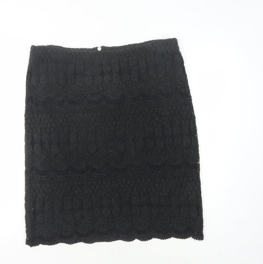 Phase Eight Black Women's Skirt - Size 12, Zip Detail