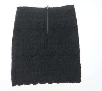 Phase Eight Black Women's Skirt - Size 12, Zip Detail